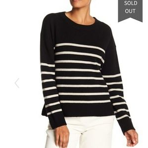 VINCE // Striped Boxy Cashmere Sweater in Blk